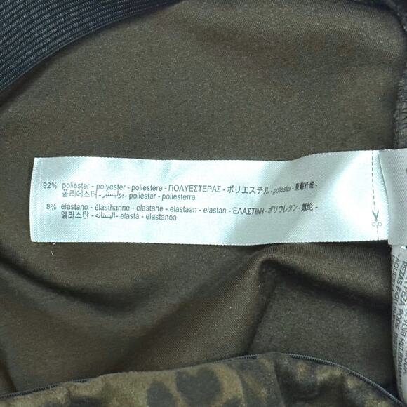 ZARA Leopard Print Skinny Ponte Pants Banded Waist High Rise Green Brown Small - Picture 7 of 8